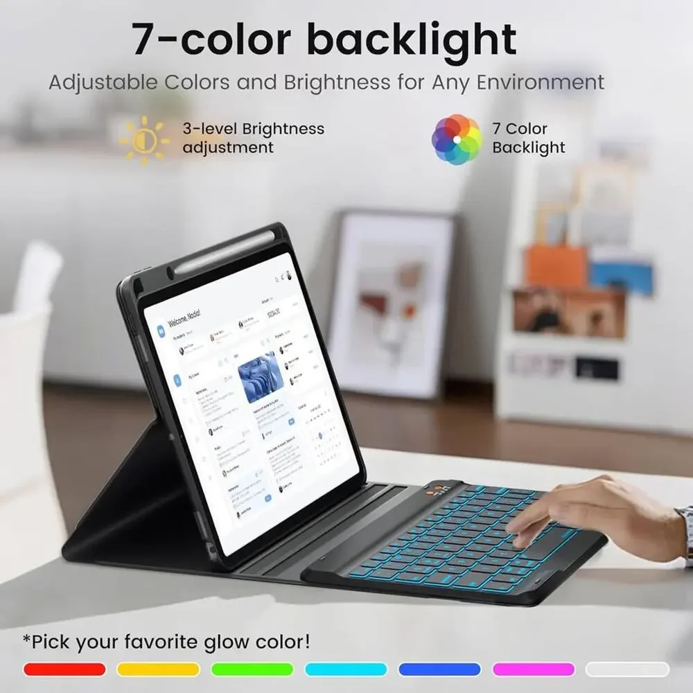BLUTLOTUS For IPad 9th Generation Case With Keyboard 10.2 Inch - Backlit Wirele